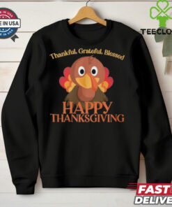 Thankful Grateful Blessed Cute Turkey Happy Thanksgiving Shirt