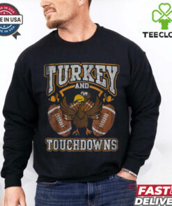 Thanksgiving Turkey And Touchdowns Football Men Kids Women T Shirt