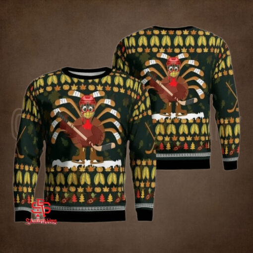 Thanksgiving Turkey Hockey Sweater Green