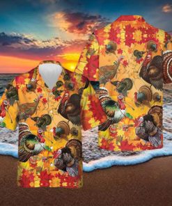 Thanksgiving Turkey Wishbone Hawaiian Shirt Fall Leaves Thanksgiving Shirt Gifts For Men