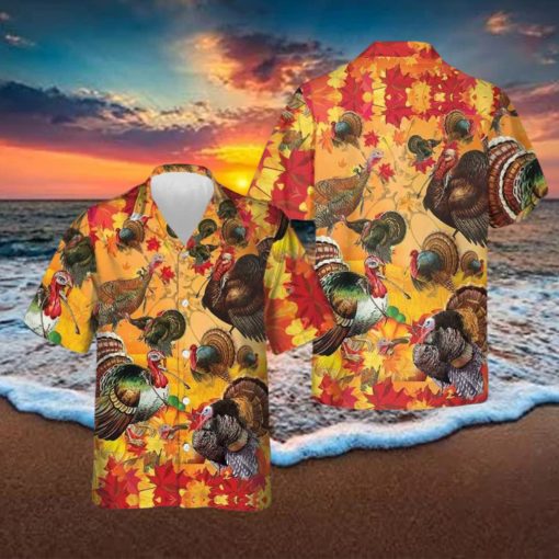 Thanksgiving Turkey Wishbone Hawaiian Shirt Fall Leaves Thanksgiving Shirt Gifts For Men