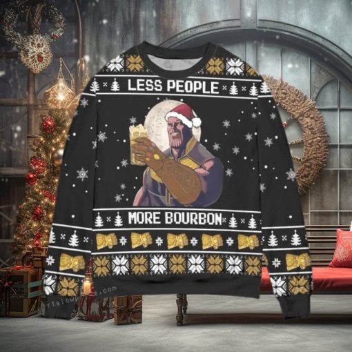 Thanos Less People More Bourbon Snowflake Womens Ugly Sweater