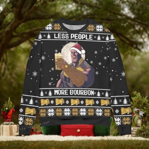 Thanos Less People More Bourbon Snowflake Womens Ugly Sweater