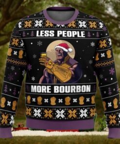 Thanos Less People More Bourbon Ugly Christmas Sweater