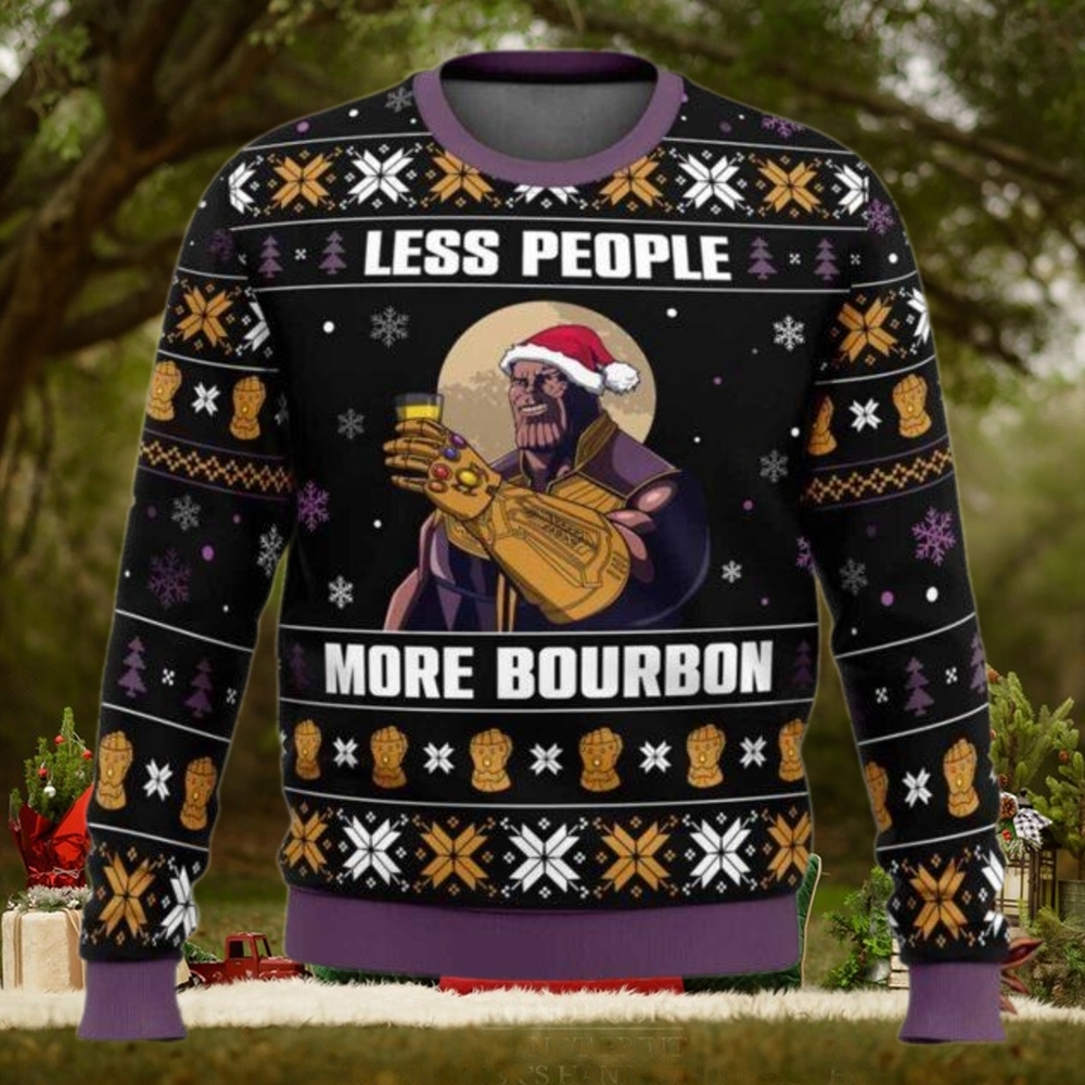 Thanos Less People More Bourbon Ugly Christmas Sweater Thanos Less People More Bourbon Ugly Christmas Sweater
