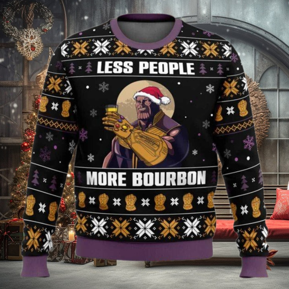 Thanos Less People More Bourbon Ugly Christmas Sweater Thanos Less People More Bourbon Ugly Christmas Sweater