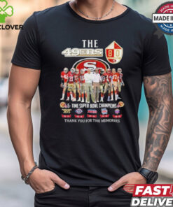 The 49ers 5 Time Super Bowl Champions Thank You For The Memories Signatures Shirt 1 The 49ers 5 Time Super Bowl Champions Thank You For The Memories Signatures Shirt