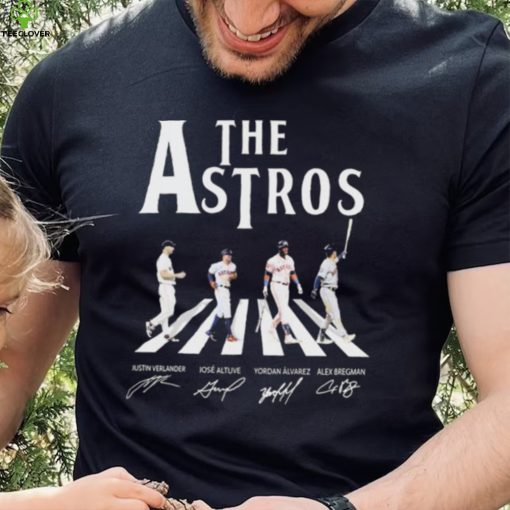 The Astros Justin Verlander Jose Altuve Yordan Alvarez And Alex Bregman Abbey Road Signatures Shirt