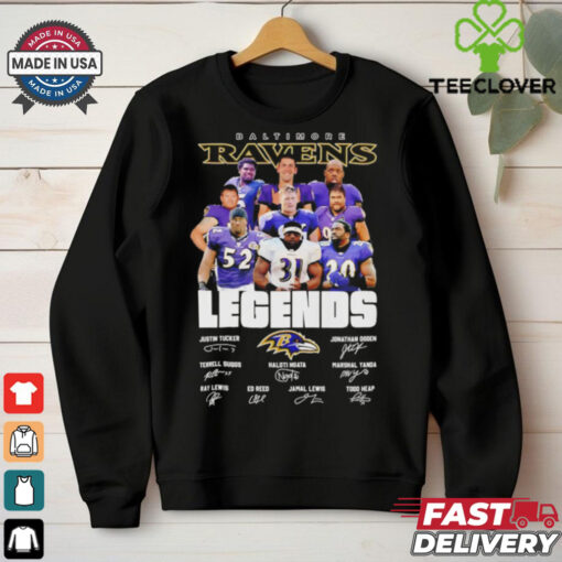 The Baltimore Ravens legends name and signatures shirt
