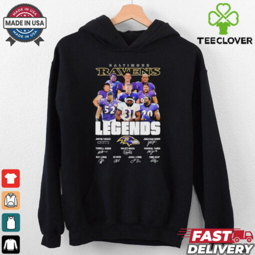 The Baltimore Ravens legends name and signatures shirt