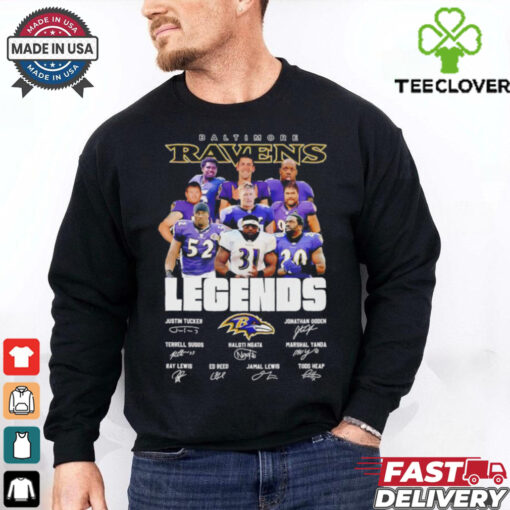 The Baltimore Ravens legends name and signatures shirt