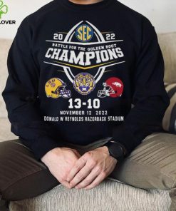 The Battle For The Golden Boot 2022 Champions LSU Tigers 13 10 Arkansas Razorbacks Shirt