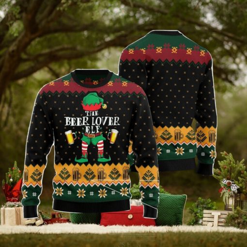 The Beer Lover Elf Family Gift Ugly Christmas Sweater