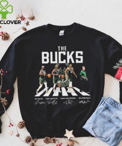 The Bucks Rue Holiday Khris Middleton Giannis Antetokounmpo And Mike Budenholzer Abbey Road Signatures Shirt
