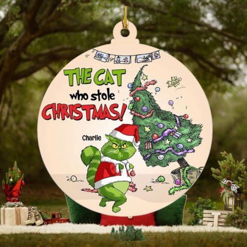 The Cat Who Stole Christmas, Personalized Funny Cat Ornament