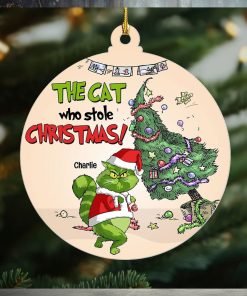 The Cat Who Stole Christmas, Personalized Naughty Cat Ornament, Gift For Christmas