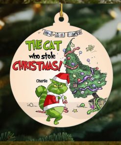 The Cat Who Stole Christmas, Personalized Naughty Cat Ornament, Gift For Christmas