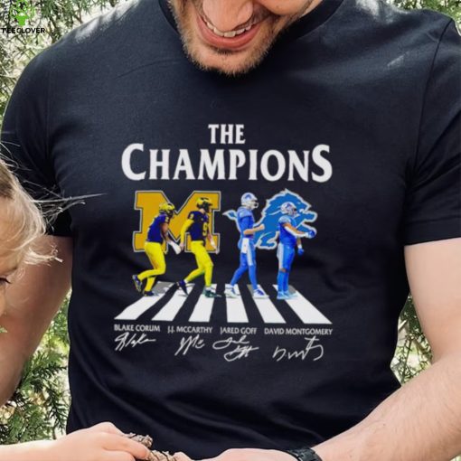 The Champions Abbey Road Blake Corum J.J McCarthy Jared Goff signatures hoodie, sweater, longsleeve, shirt v-neck, t-shirt