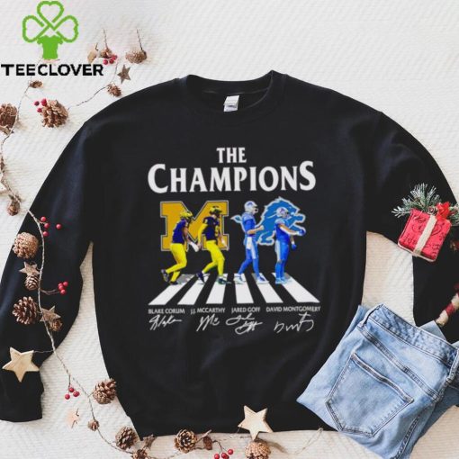 The Champions Abbey Road Blake Corum J.J McCarthy Jared Goff signatures hoodie, sweater, longsleeve, shirt v-neck, t-shirt