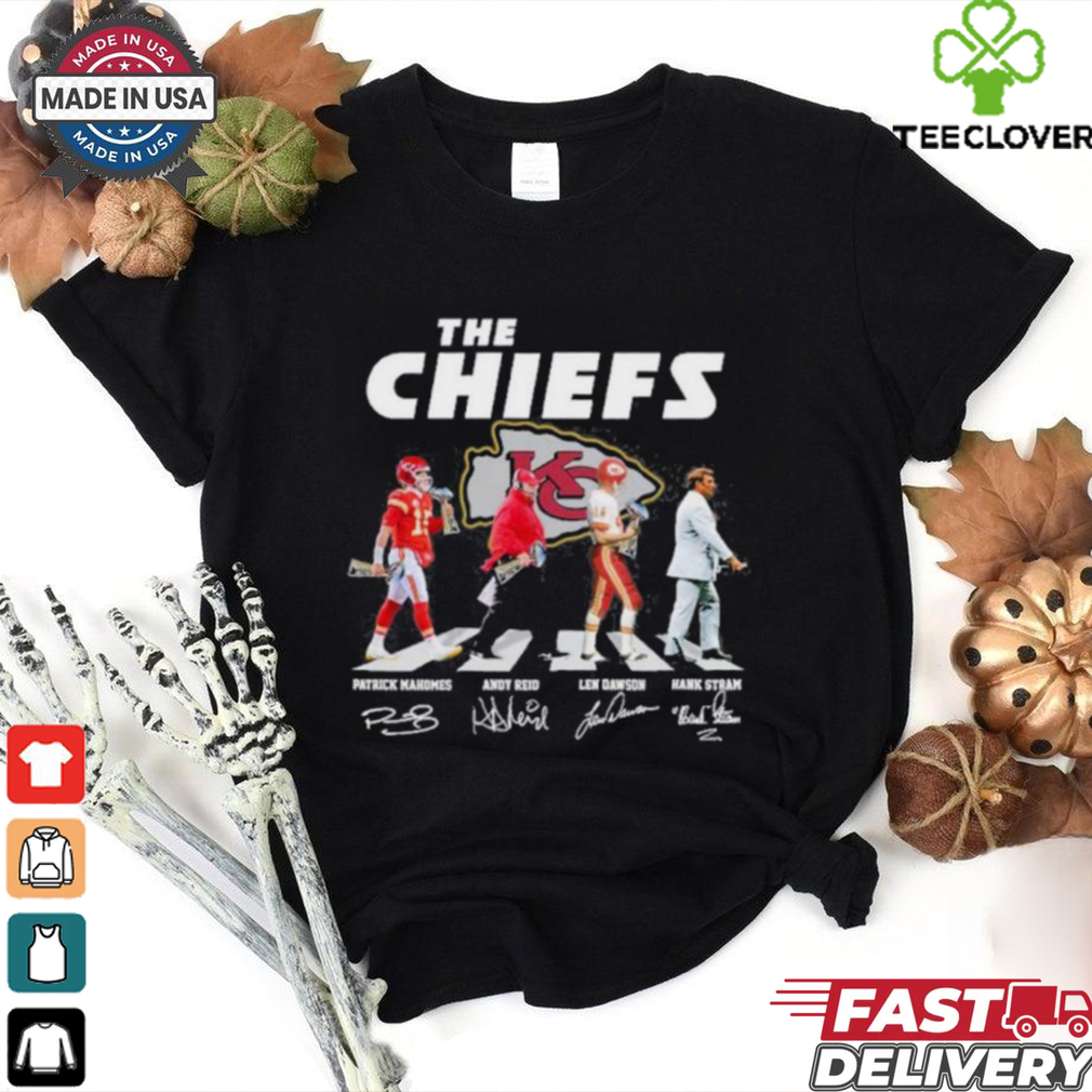 The Chiefs Abbey Road Andy Reid Patrick Mahomes Len Dawson And Hank Stram Signatures Shirt The Chiefs Abbey Road Andy Reid Patrick Mahomes Len Dawson And Hank Stram Signatures Shirt
