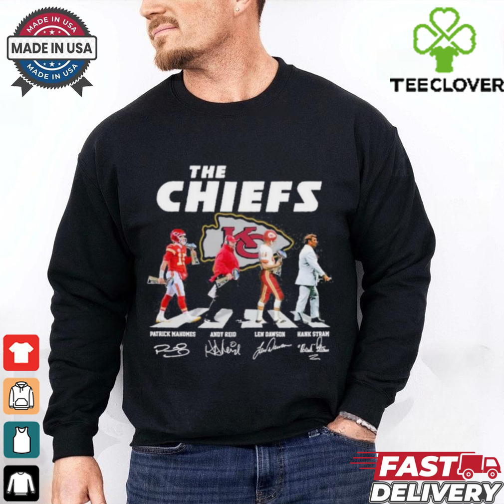 The Chiefs Abbey Road Andy Reid Patrick Mahomes Len Dawson And Hank Stram Signatures Shirt The Chiefs Abbey Road Andy Reid Patrick Mahomes Len Dawson And Hank Stram Signatures Shirt