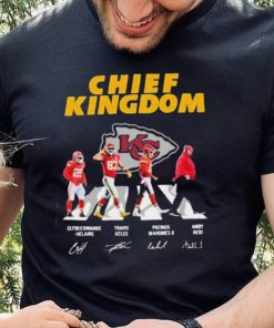 The Chiefs Kingdom Clyde Edwards Helaire Travis Kelce Patrick Mahomes II And Andy Reid Abbey Road Signatures Shirt