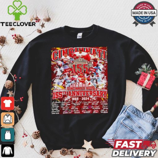 The Cincinnati Reds 155th anniversary 1869 2024 signatures hoodie, sweater, longsleeve, shirt v-neck, t-shirt