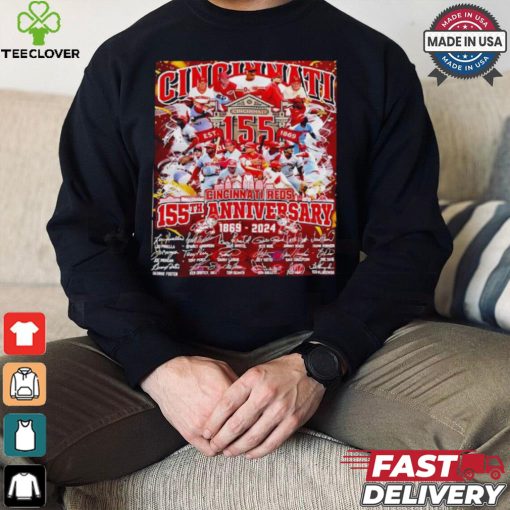 The Cincinnati Reds 155th anniversary 1869 2024 signatures hoodie, sweater, longsleeve, shirt v-neck, t-shirt