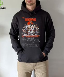 The Cleveland Browns 77th Anniversary 1946 2023 Thank You For The Memories Signatures t hoodie, sweater, longsleeve, shirt v-neck, t-shirt