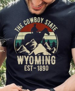 The Cowboy State Wyoming Est 1890 Mountains Vintage Sunset T Shirt