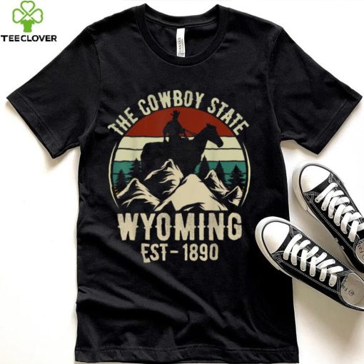 The Cowboy State Wyoming Est 1890 Mountains Vintage Sunset T Shirt