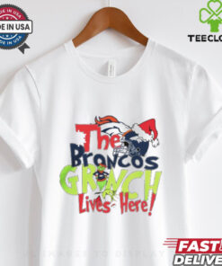 The Denver Broncos Grinch Lives Here Christmas T Shirt
