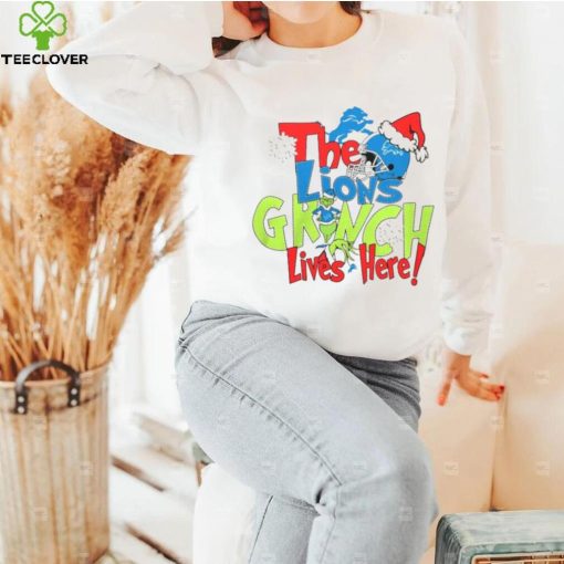 The Detroit Lions x Santa Grinch Lives Here Christmas hoodie, sweater, longsleeve, shirt v-neck, t-shirt