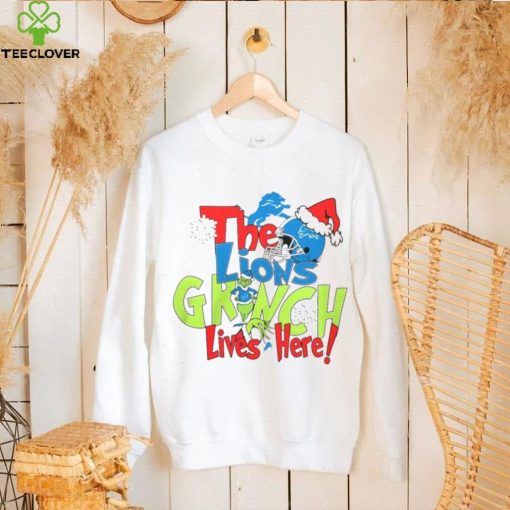 The Detroit Lions x Santa Grinch Lives Here Christmas hoodie, sweater, longsleeve, shirt v-neck, t-shirt