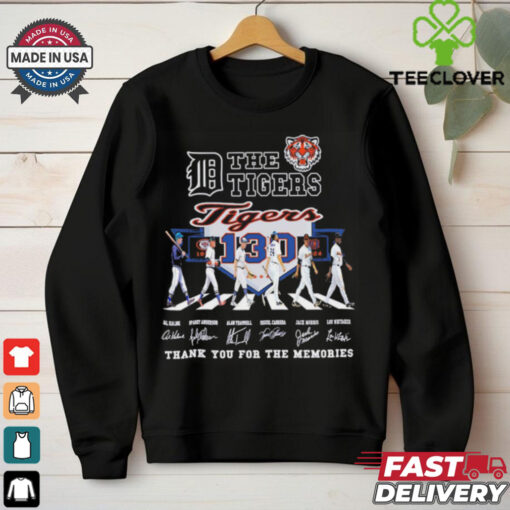 The Detroit Tigers 130 years 1894 2024 thank you for the memories signatures hoodie, sweater, longsleeve, shirt v-neck, t-shirt