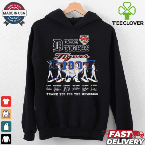 The Detroit Tigers 130 years 1894 2024 thank you for the memories signatures hoodie, sweater, longsleeve, shirt v-neck, t-shirt