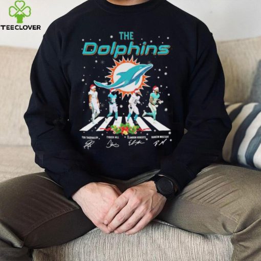 The Dolphins NFL Team 2022 Abbey Road Merry Christmas Signature Shirt