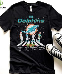 The Dolphins Tua Tagovailoa Tyreek Hill Elandon Roberts And Raheem Mostert Abbey Road Christmas Signatures Shirt