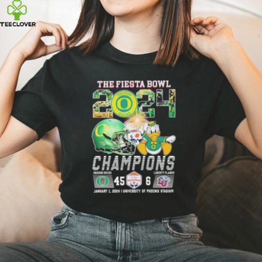 The Fiesta Bowl 2024 Champions Oregon Ducks Mascot 45 6 Liberty Flames January 12024 University Of Phoenix Stadium T Shirt