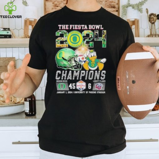 The Fiesta Bowl 2024 Champions Oregon Ducks Mascot 45 6 Liberty Flames January 12024 University Of Phoenix Stadium T Shirt