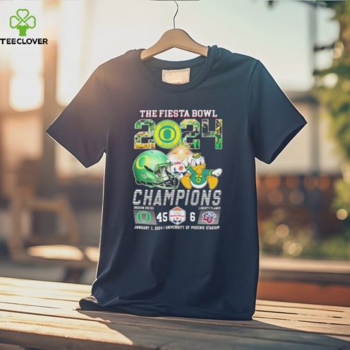 The Fiesta Bowl 2024 Champions Oregon Ducks Mascot 45 6 Liberty Flames January 12024 University Of Phoenix Stadium T Shirt