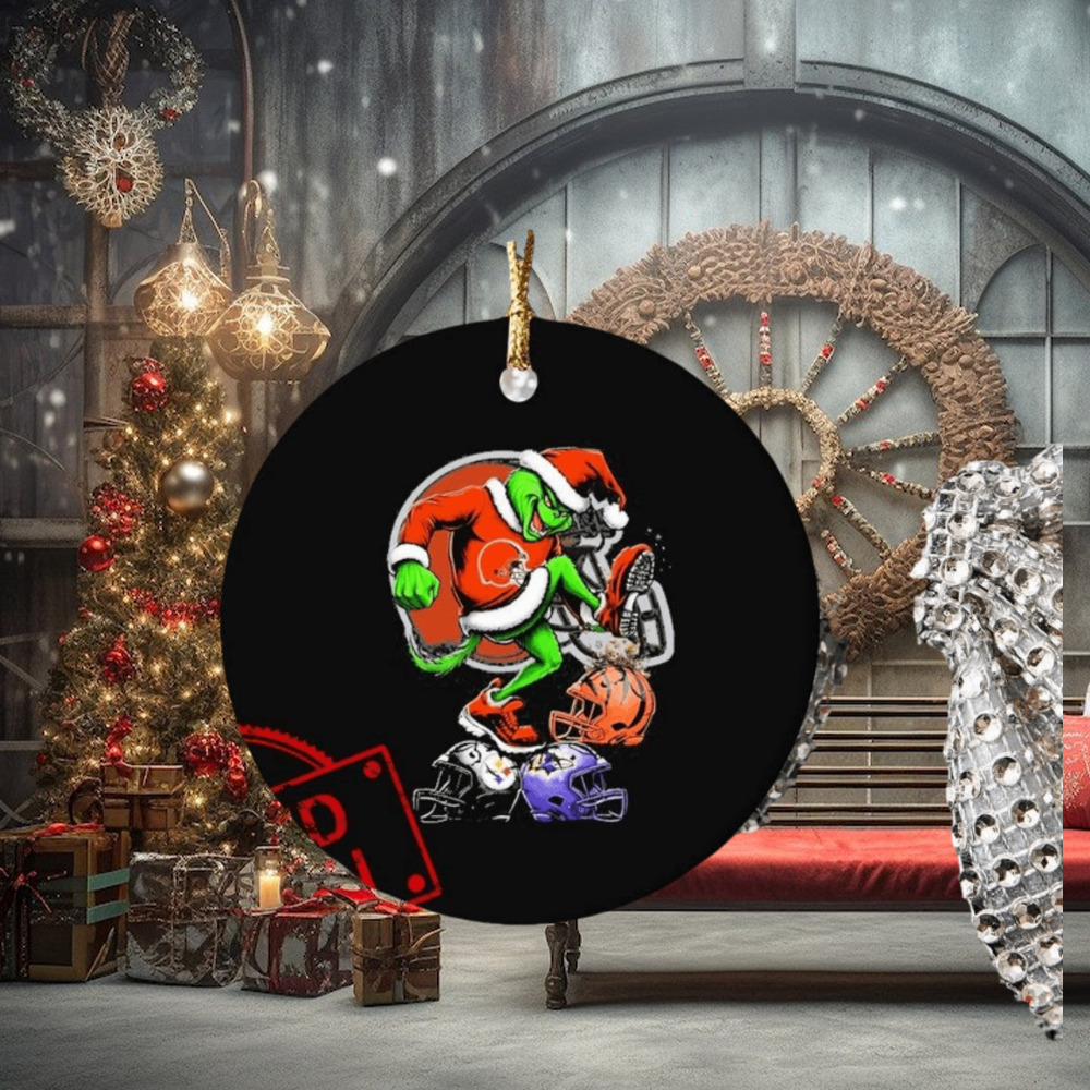 The Grinch Cleveland Browns Stomp On NFL Teams Christmas Ornament The Grinch Cleveland Browns Stomp On NFL Teams Christmas Ornament
