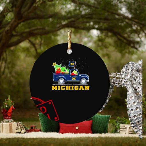 The Grinch Drive Truck Michigan Football Christmas Ornament