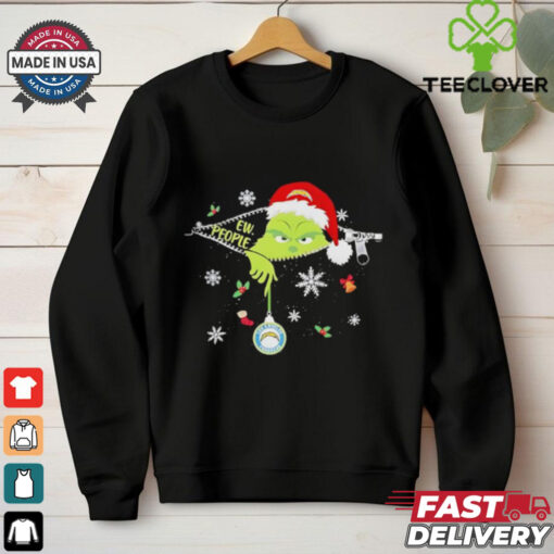 The Grinch Ew People holding Los Angeles Chargers Christmas ornament shirt