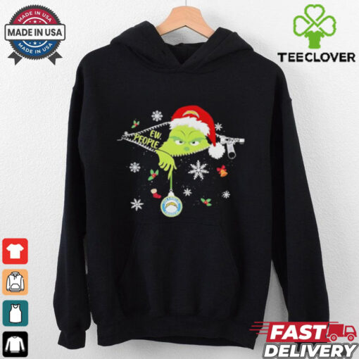 The Grinch Ew People holding Los Angeles Chargers Christmas ornament shirt