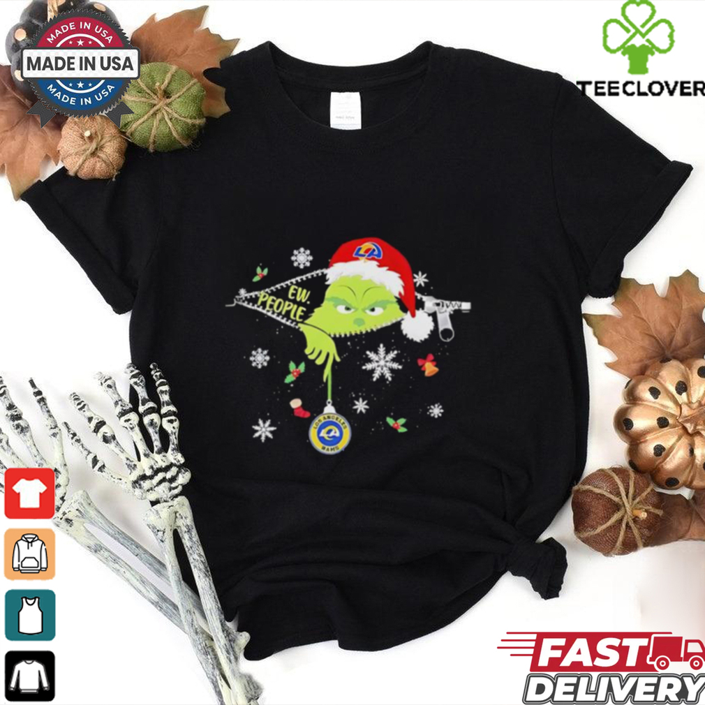 The Grinch Ew People holding Los Angeles Rams Christmas ornament shirt The Grinch Ew People holding Los Angeles Rams Christmas ornament shirt