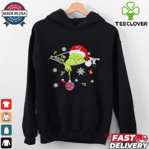 The Grinch Ew People holding New England Patriots Christmas ornament shirt