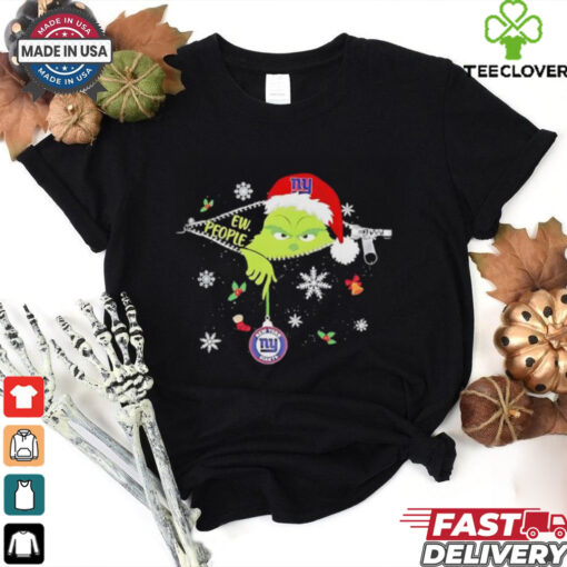The Grinch Ew People holding New York Giants Christmas ornament shirt