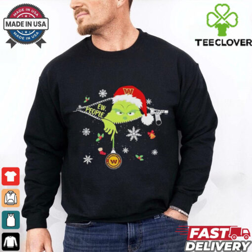The Grinch Ew People holding Washington Commanders Christmas ornament shirt