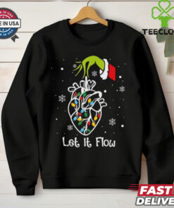 The Grinch Hand Let It Flow Anatomy Heart Cardiac Nurse Santa Xmas Christmas T Shirts